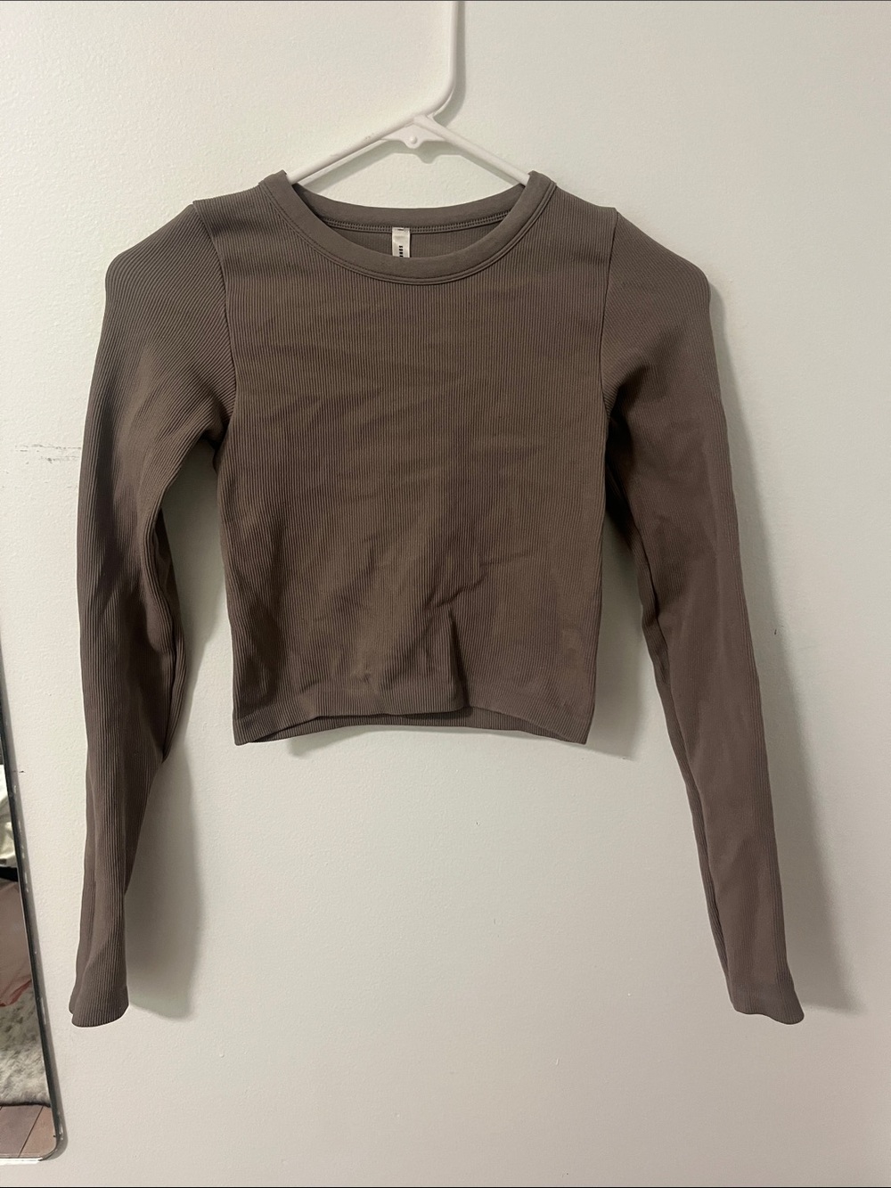 Sundays best aritzia Women's Long Sleeve Ribbed Crop Top - Brown